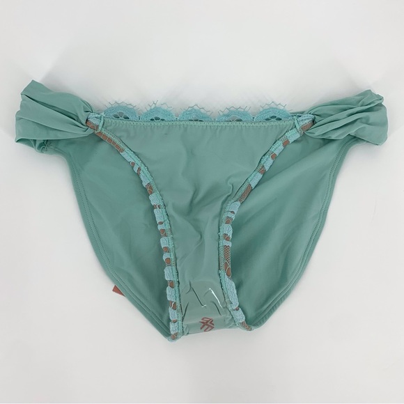 PQ Swim NWT Seafoam Green Lace Fanned Full Bikini Bottom, Small - Picture 14 of 16